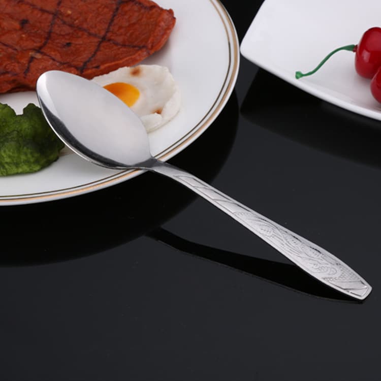 Stainless steel soup spoon, creative totem spoon, fork, one yuan three-piece set portable tableware manufacturer wholesale