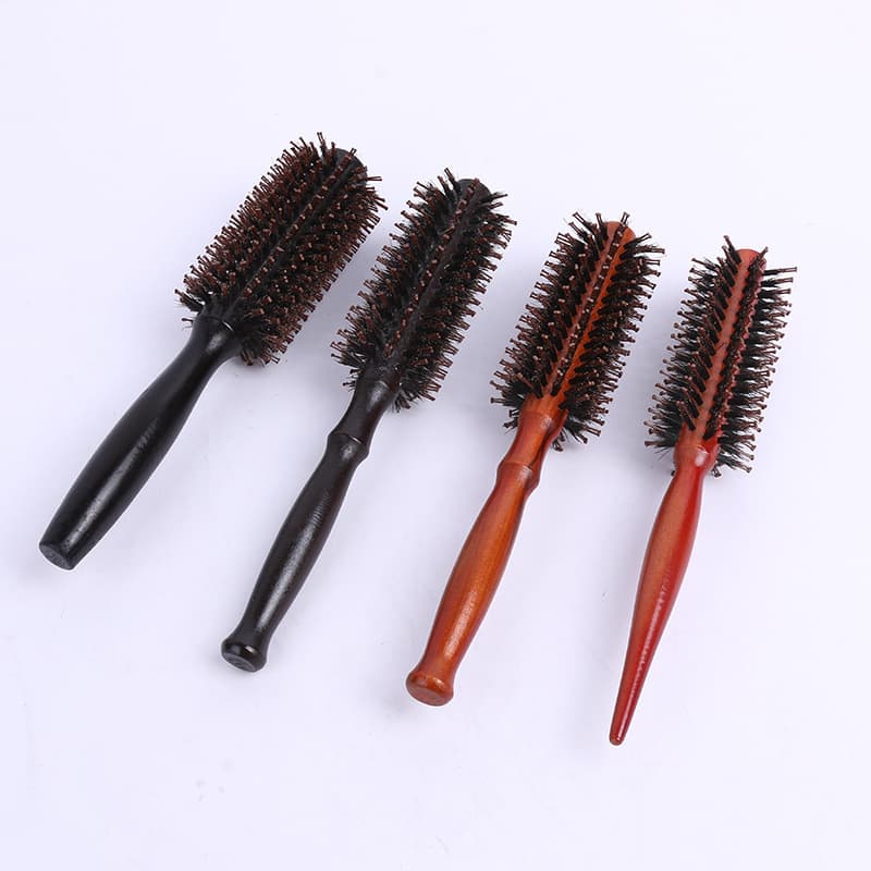 Rolling Comb Wooden Comb Xuan Styling Comb Pure Boar Bristle Rolling Comb Pear Blossom Head Curly Hair Comb Wholesale