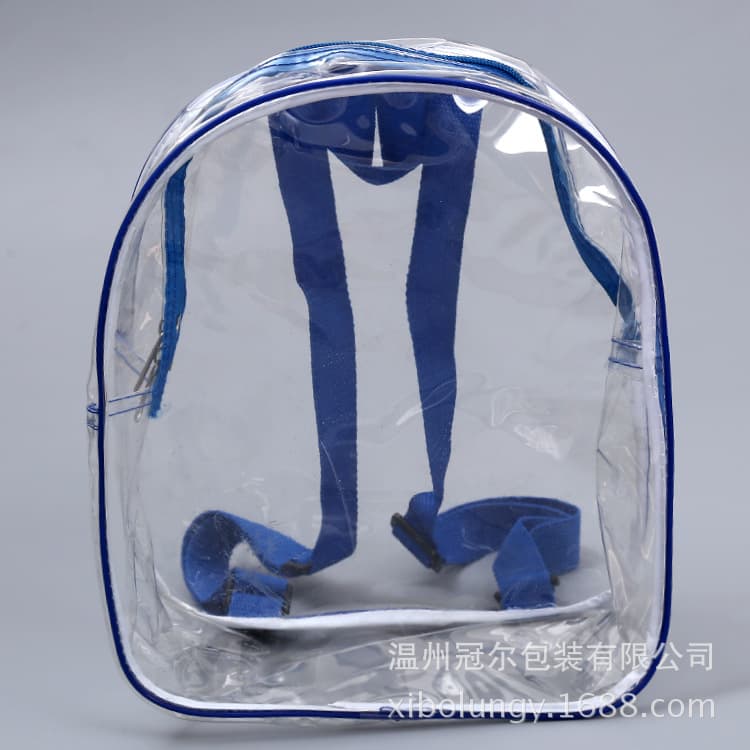 Factory wholesale transparent PVC backpack children's toy storage backpack with customizable logo zipper handbag