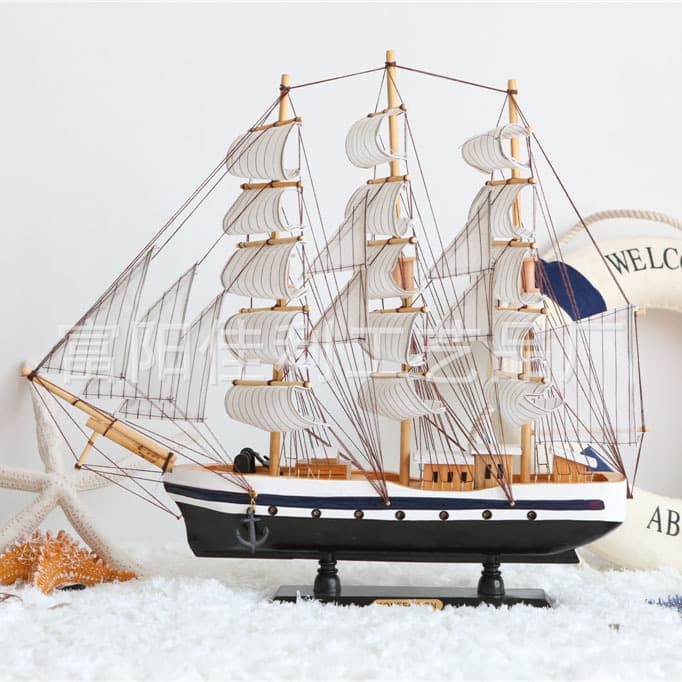 Smooth Sailing Sailboat Model Ornament Wooden Decorative Creative Living Room Entrance Office Small Craft Display