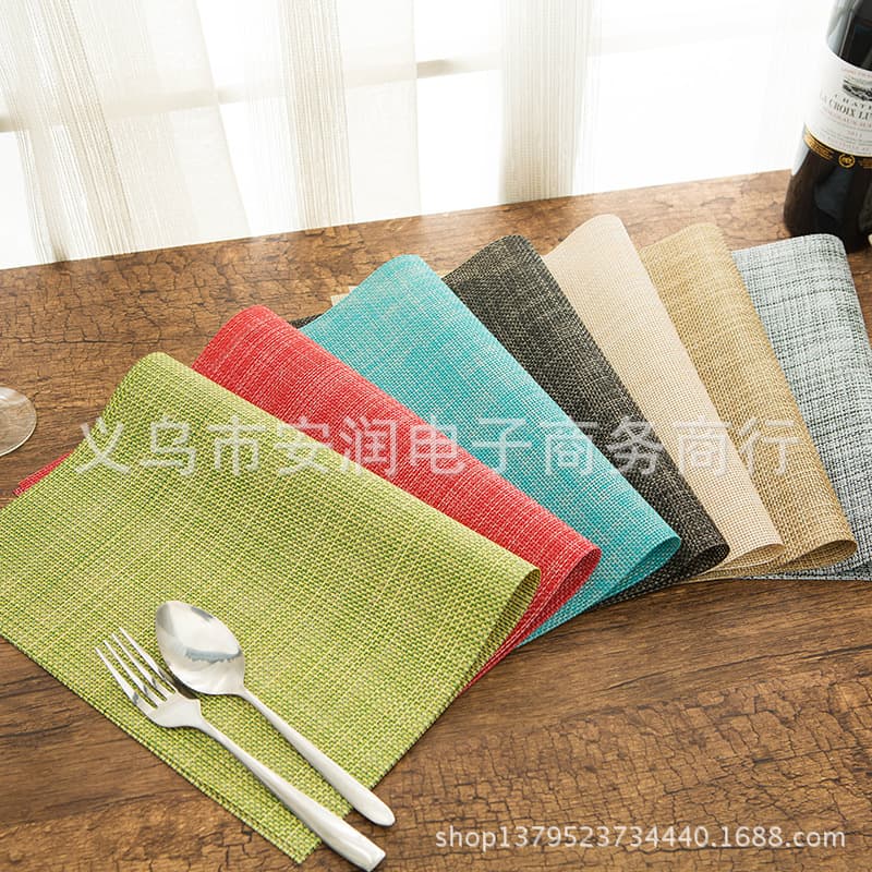 Eco-friendly Solid Color Japanese 2X2 Thickened PVC Teslin Placemat, Hotel Placemat, Premium Western Dining Mat