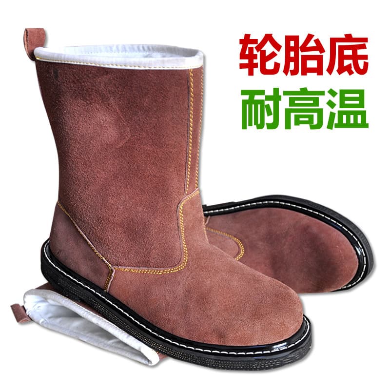 Labor Protection Boots Safety Boots Tire Sole High-Temperature Resistant Anti-Impact Anti-Puncture Autumn-Winter Breathable High-Top High-Cut Men's Export Oil-Resistant