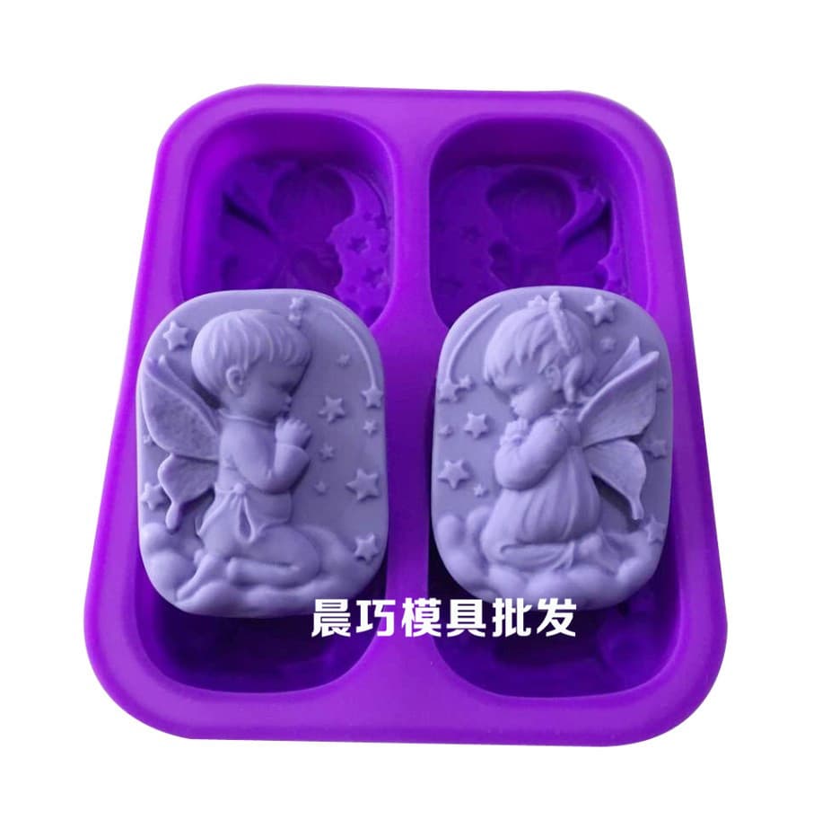 Silicone Mold Four-Hole Mixed Angel Soap Mold Candle Gypsum Male and Female Angel Mold Combination