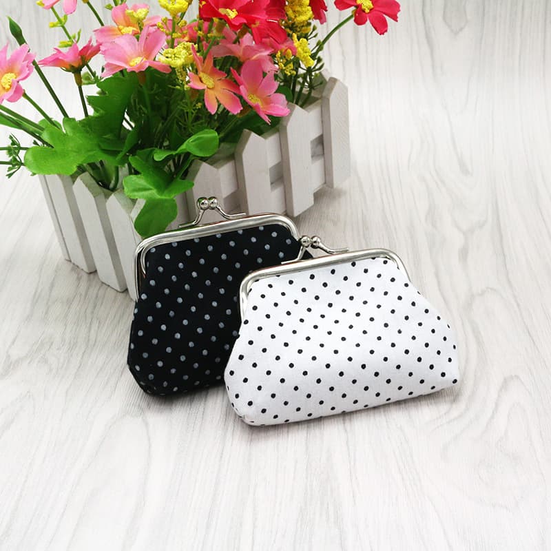 In Stock Small Dot Fabric Coin Purse Creative Cotton Kids Wallet Mini Clasp Bag Gift Wholesale