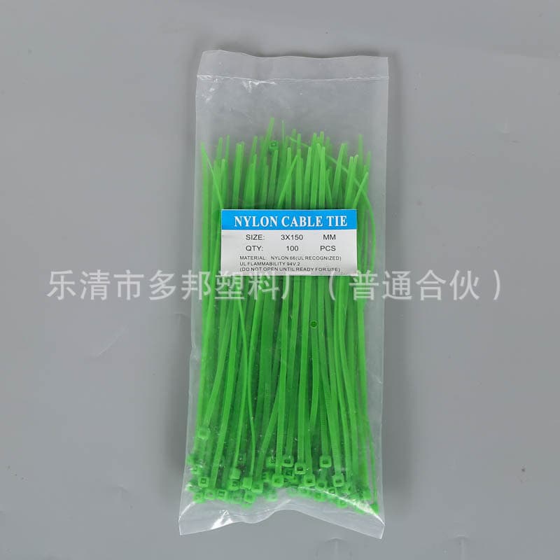 Factory Direct Colorful Cable Ties 3*100 Nylon Cable Ties Green Cable Ties Wire Ties 100-Piece Pack Complete Specifications
