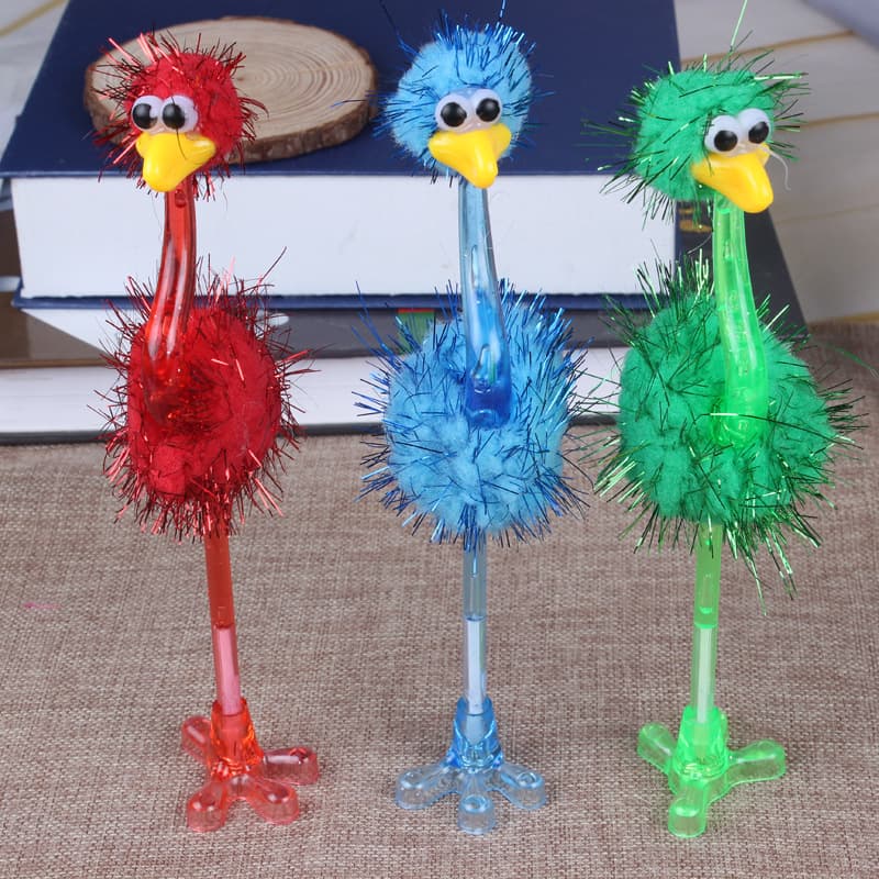 Korean-style Cartoon Animal Pen Plush Bird Toy Gift Pen, Two-dollar Store Source Ostrich Ballpoint Pen Wholesale