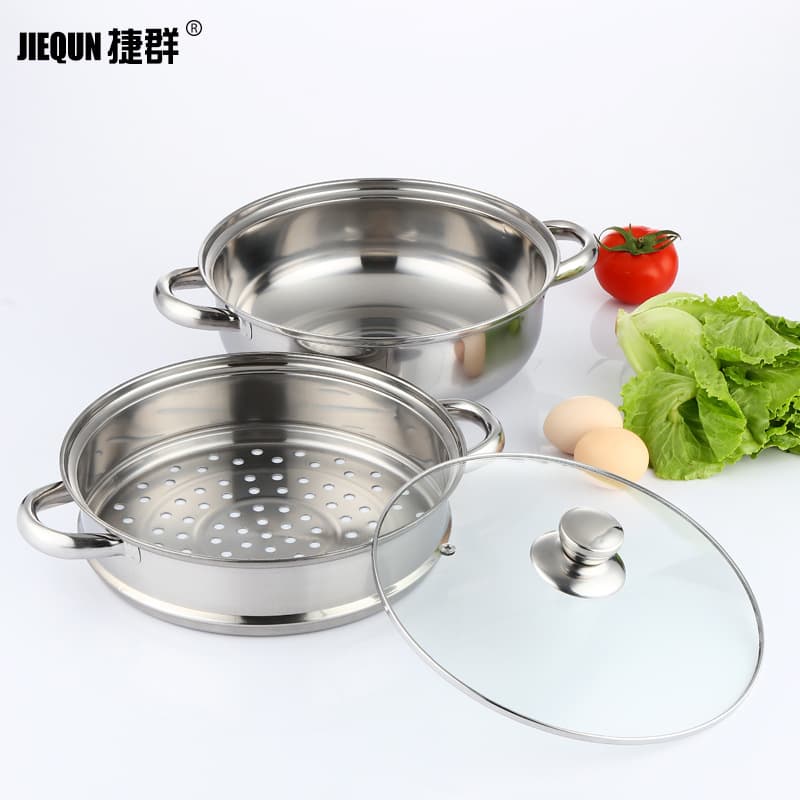 Stainless Steel Double-Layer Steamer Pot, Multi-Functional with Thickened Glass Lid, 2-in-1 Large Capacity Steaming and Boiling Pot