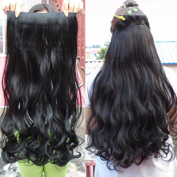 Wig extensions, girls' hair extensions, long curly hair extensions, one-piece thick pear blossom, fluffy and non-reflective