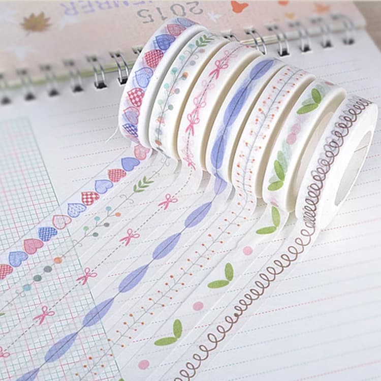 8mm narrow Japanese paper tape decorative stationery dividing line hand ledger tape hand ledger sticker