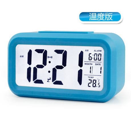 Silent smart clock with night light for lazy students, creative cute light-sensitive bedside clock with snooze function.