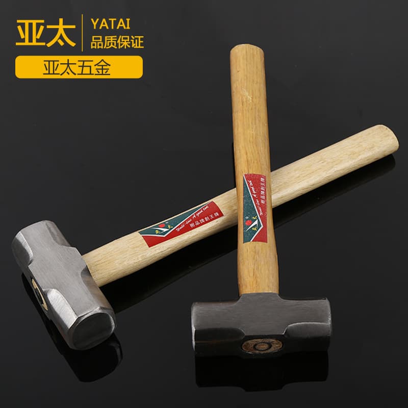 Wooden Handle Stone Mason Octagonal Hammer Factory Supply Anti-Slip Shock-Absorbing Iron Hammer Woodworking Renovation Wall Breaking Tool Square Head Sledgehammer