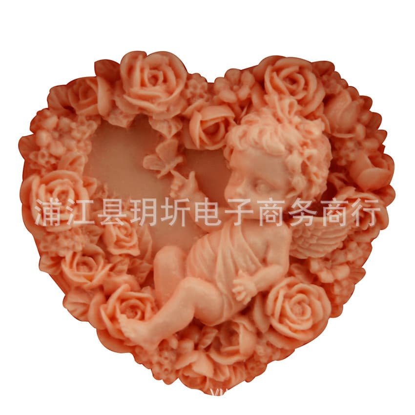 Factory Price Angel Heart Shaped Polymer Clay Handmade Soap Mold Baby Chocolate Mold DIY Fondant Tool Cake Mold H3057