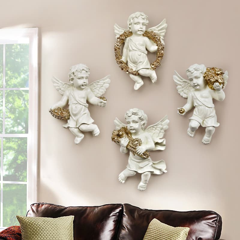 Cross-border wholesale European creative resin home decoration angel 3D wall decor