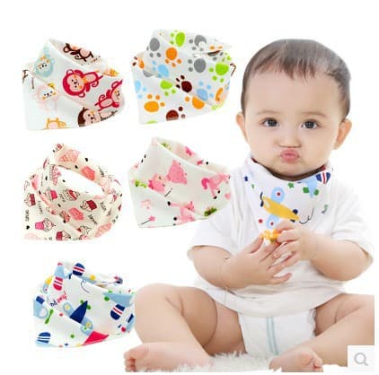 Baby saliva towel baby triangle towel double-layer snap newborn children's headscarf bib scarf spring and summer seasons