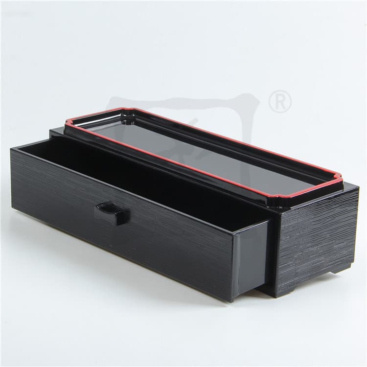ABS plastic painted restaurant chopstick bucket, Japanese-style black wood grain pull-out chopstick box