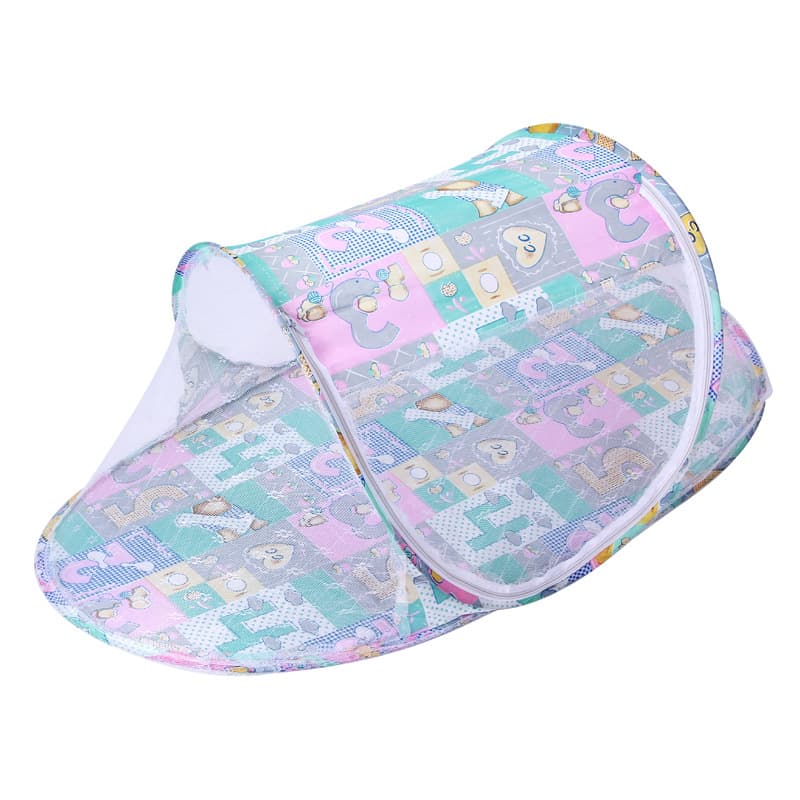 Foldable Zipper Baby Mosquito Net Cartoon Boat Shape Child Protection Bed Canopy Iron Wire Frame Infant Anti-Mosquito Curtain
