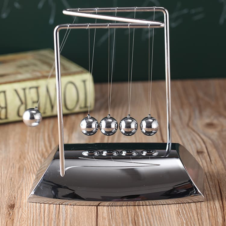 Z-Shape Plated Newton's Cradle Ball, Mirror Metal Impact Balls, Physics Energy Conservation Educational Decor