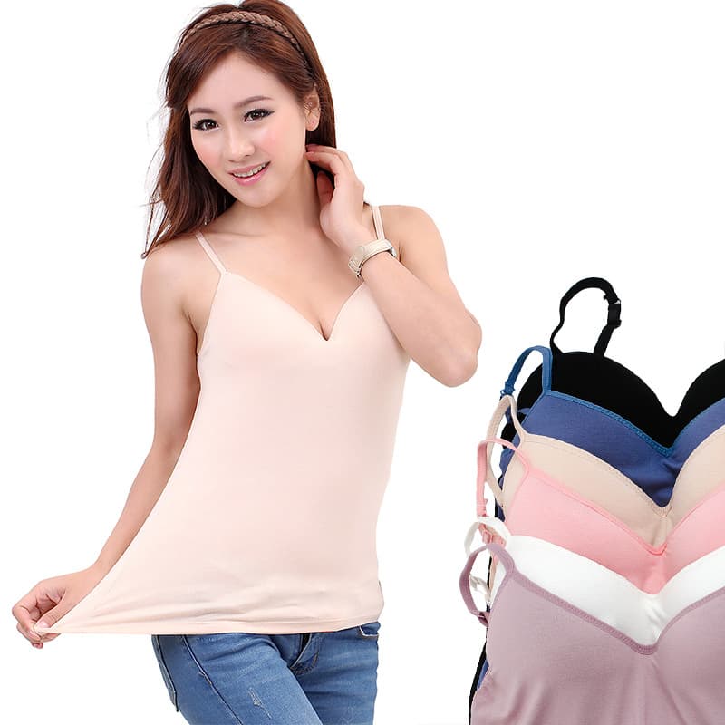 Summer Korean Style Women's Modal Camisole Without Rims All-In-One Vest with Chest Pad Bottoming Shirt Wholesale