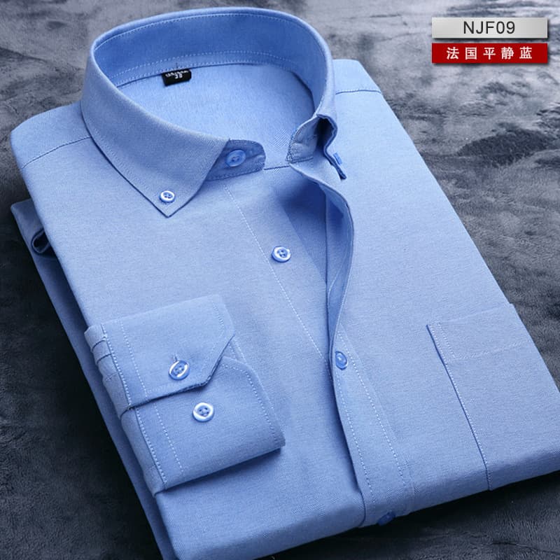 Oxford Business Slim Fit Long Sleeve Shirt Men Work Shirt Factory Direct Wholesale Men's Business Casual Solid Color