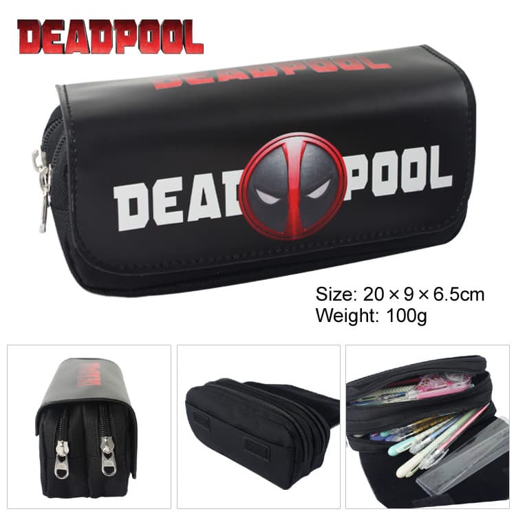 Deadpool Pencil Case Wallet X-Men Deadpool Superman Iron Man Large Capacity Double Layer Zipper Pencil Pouch Wallet Stationery
