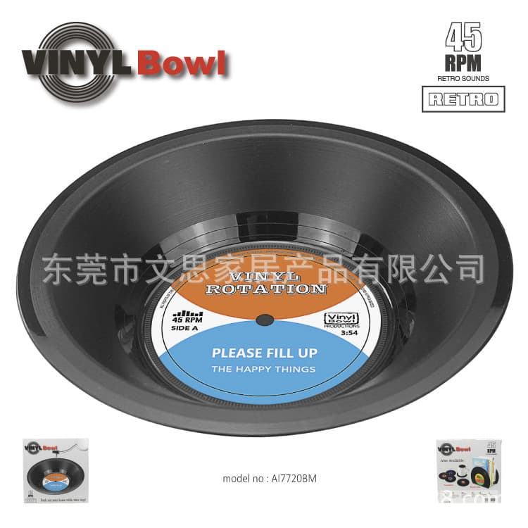 Vinyl Bowl CD Record Storage Bowl Creative Daily Use Retro Vinyl Record Storage Bowl with Logo