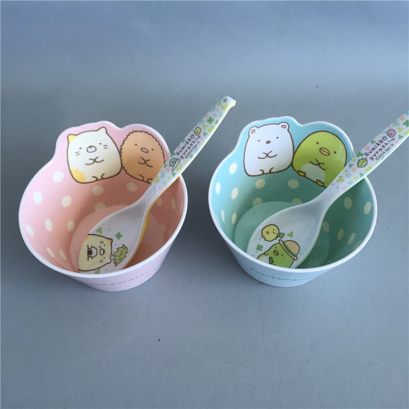 Japanese Sumikko Gurashi Shaped Bowl Melamine Children's Bowl Melamine Kids Tableware Spoon
