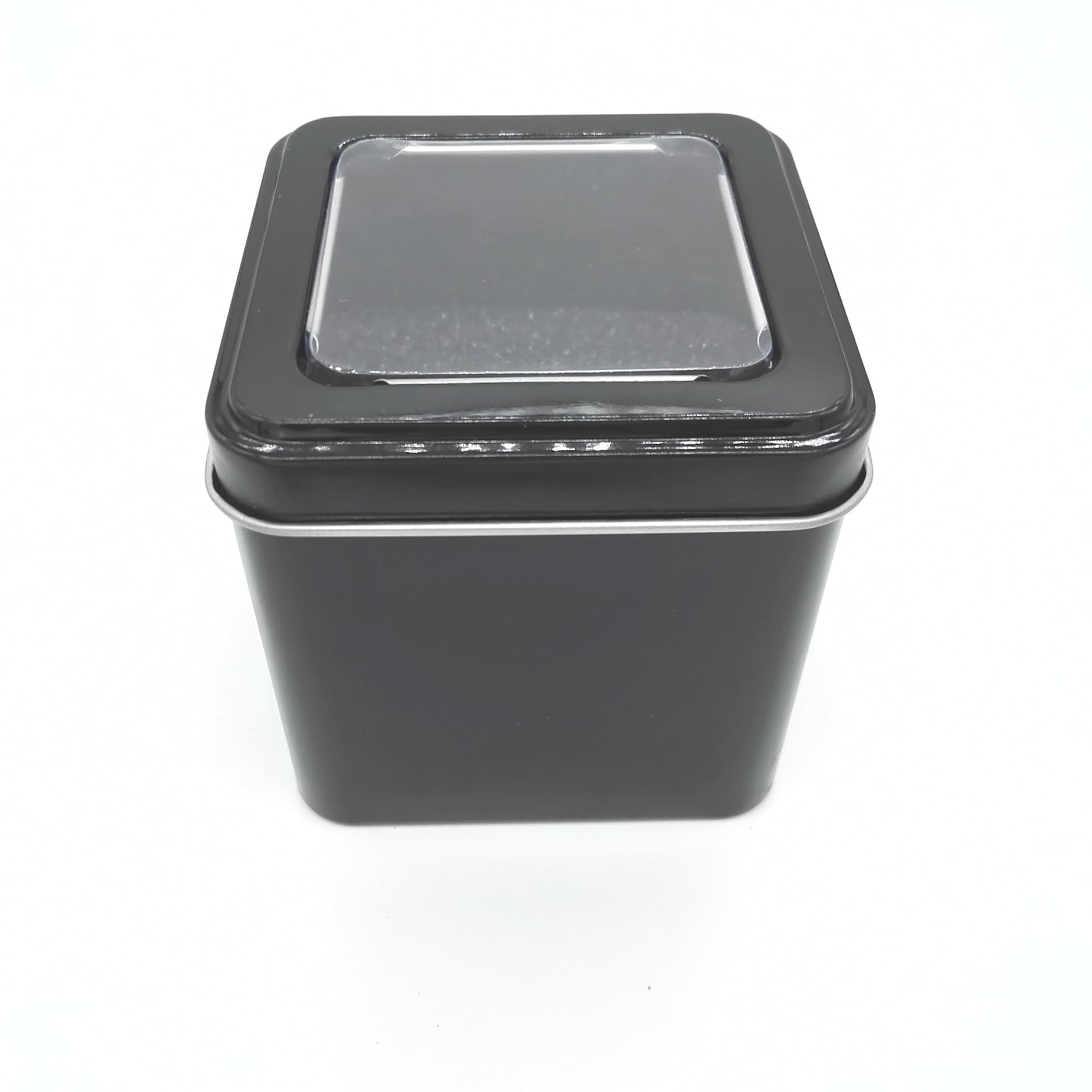Square tin can, black, multiple styles available, student windowed electronic watch box, children's watch box, packaging box, tea.