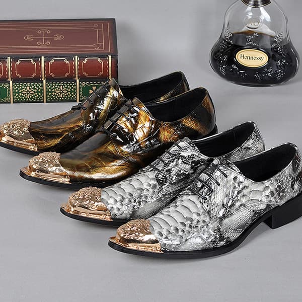 Low top shoes, new large size men's shoes, comfortable first layer cowhide temperament, metal pointed toe casual leather shoes, fashionable hairdresser