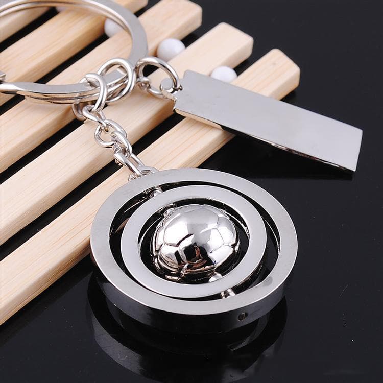 Factory Direct Soccer Keychain Creative Rotatable Soccer Pendant Metal Charm Gift