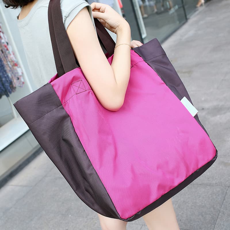 Winner New 4 Colors Big Bag Foldable Large Shoulder Bag Contrast Color Storage Bag