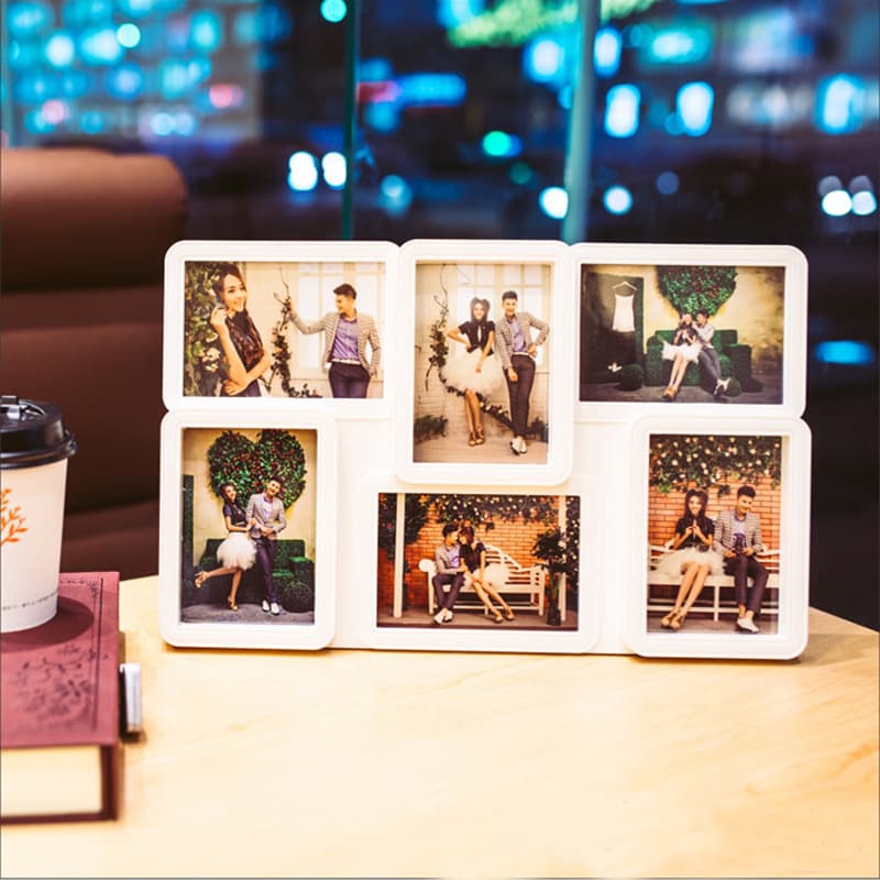 5-inch six-square grid combination photo frame, environmentally friendly creative photo frame wall hanging, studio wedding art photo manufacturer wholesale