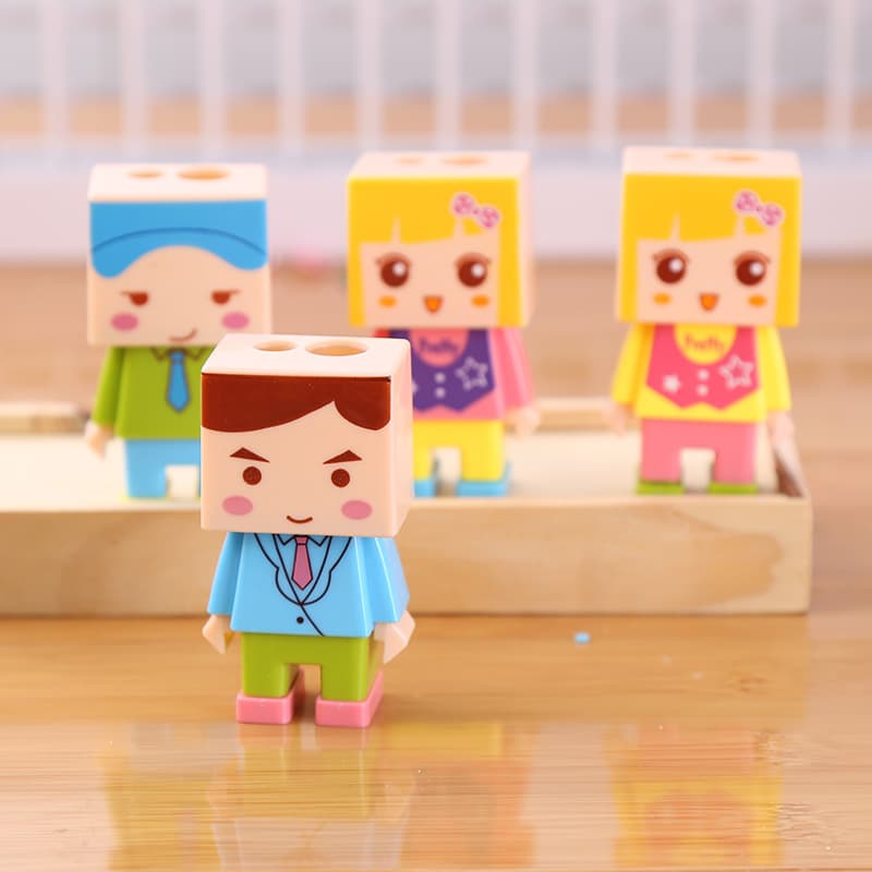 DIY Cartoon Double-hole Pencil Sharpener, Korean Creative Stationery, Student Pencil Sharpener with Eraser, Birthday Gift