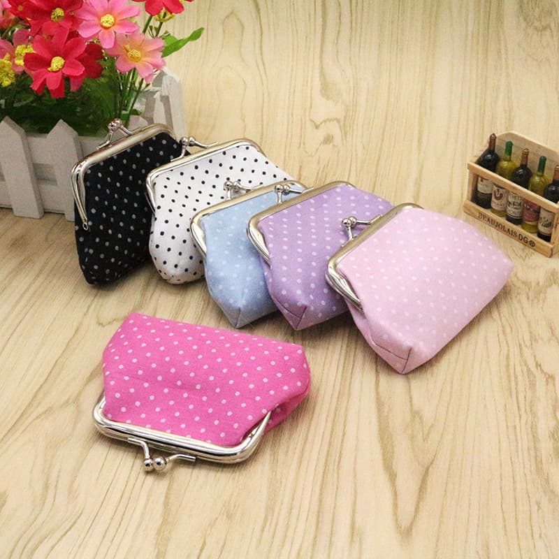 Small Dot Fabric Coin Purse Buckle Ladies Small Bag Children's Coin Pouch Customer Small Gift Wholesale