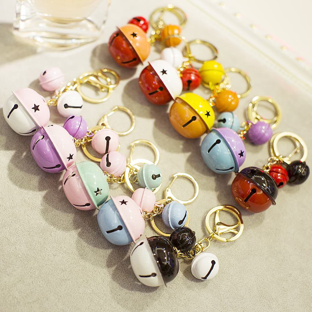 Creative Jelly Color Bell Keychain Car Hanging Ornament Claw Machine Doll Decoration Women's Bag Charm Wholesale