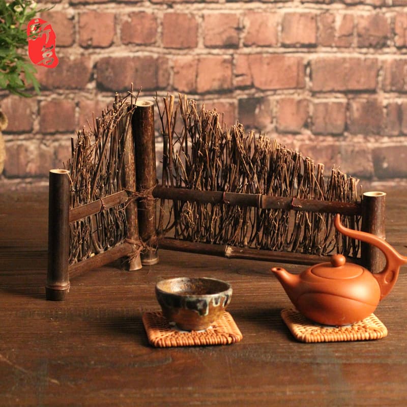 Bamboo Screen Purple Bamboo Small Fence Tea Ceremony Decoration Bamboo Tea Set Tea Display Photography Props Tea Pet Ornament