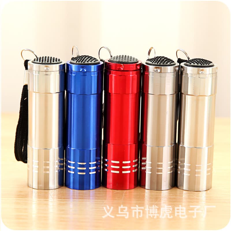 9 LED Flashlight Mini High-Power Small Flashlight Aluminum Alloy Flashlight Nine-Light Flashlight Gift Logo