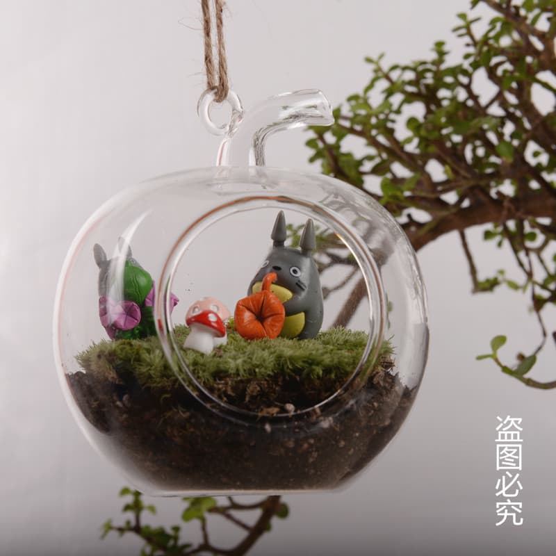 Apple-Shaped Single-Hole Hanging Hydroponic Plant Glass Vase Home Decoration Pendant