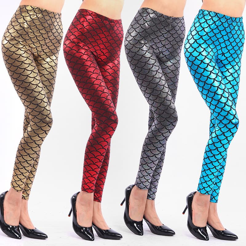 Autumn New Snake Print Faux Leather Fashion Slim-Fit Shiny Black Milk Scale Leggings