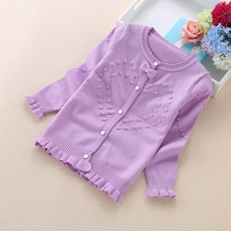 2025 Spring/Autumn Children's Sweater New Wholesale Kids Cardigan with Bow for Girls Older Kids Cartoon 8602 for Younger Kids