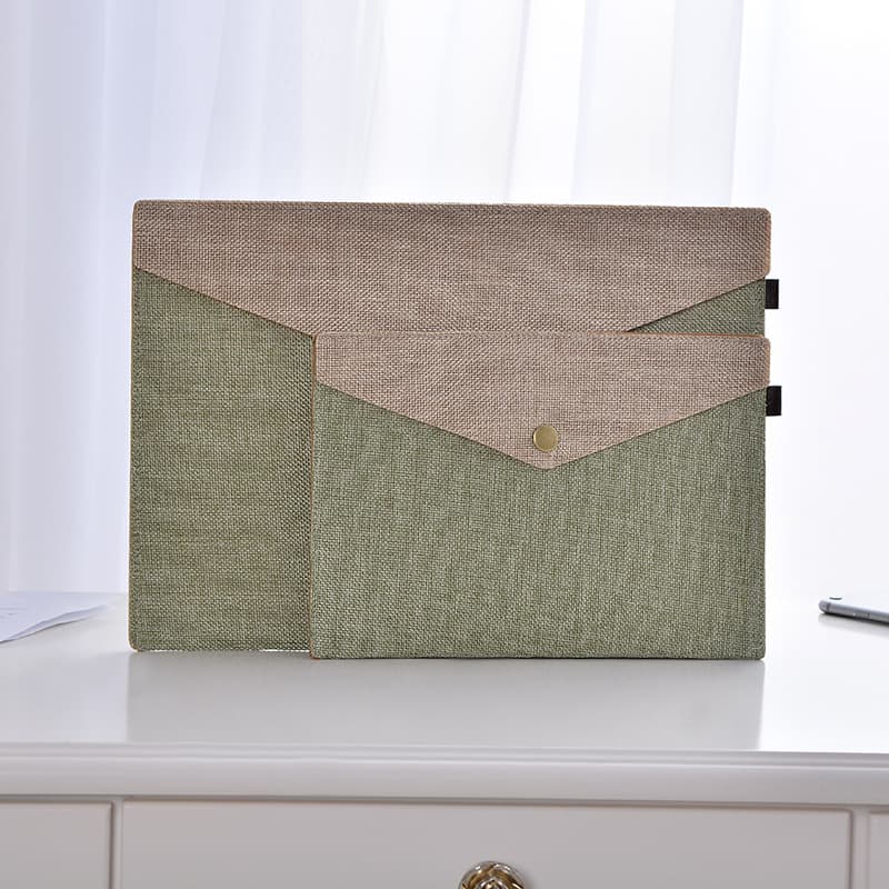 A4 Magnetic Button Linen-Like Felt File Bag Office Meeting Folder Student Stationery Set A5 Document Storage Bag