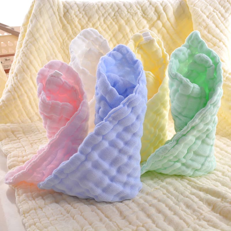 Six-layer gauze plain baby drool bib, washcloth, kindergarten towel wholesale, six-layer thickened