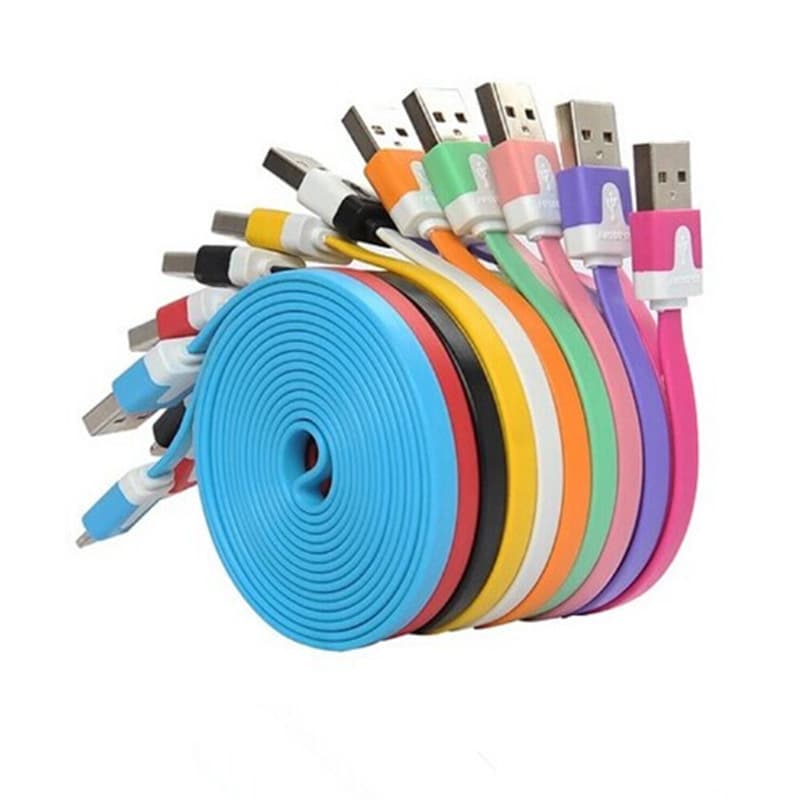 V8 Data Cable Extension 1m/2m/3m Android Phone USB Noodle Charger Cable Wholesale Android Data Cable