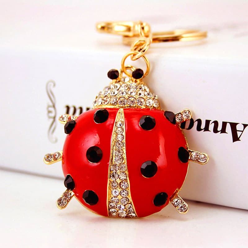 Adorable Colorful Seven-Star Bug Keychain Women's Bag Accessory Animal Insect Key Ring Women's Friend Accessories 793