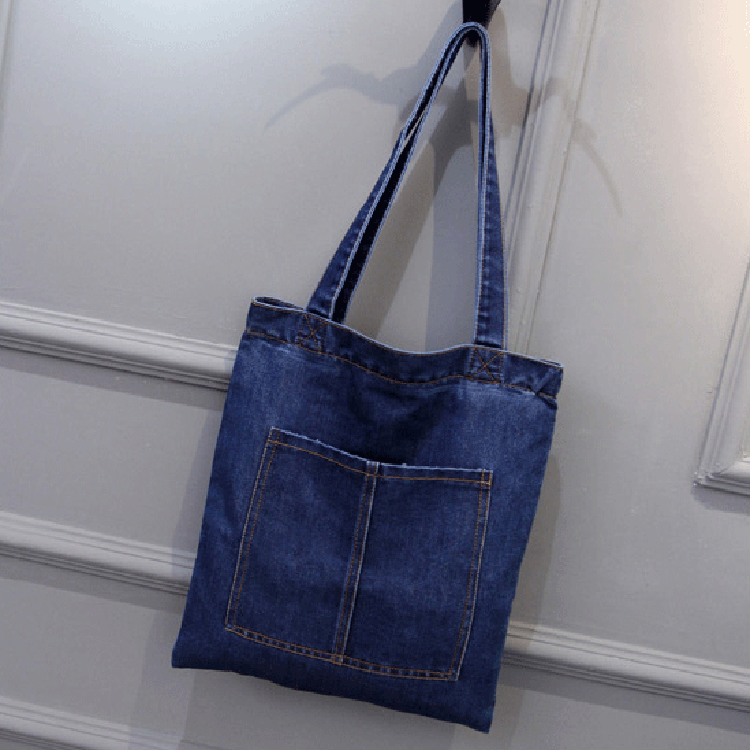 Canvas Bag Women's New Fashion Korean Style Large Capacity Shoulder Bag Fresh Simple Casual Casual Student Portable Denim Bag