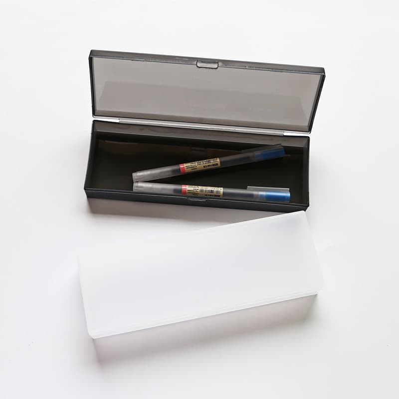 Japanese Minimalist Frosted Plastic Stationery Box, Muji Style Medium Size Pen Case with Mold Processing and Printing
