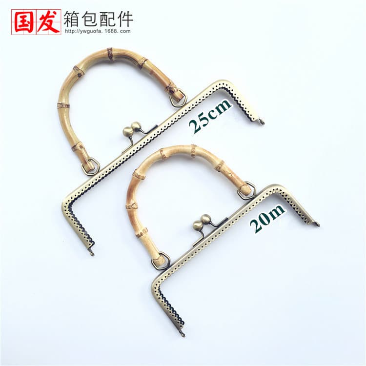 Coffe Themed Ironwork Iron Material Square Edge Trimmed Handheld Bamboo Node Handle Coffee Pattern Ironwork Handbag Handle