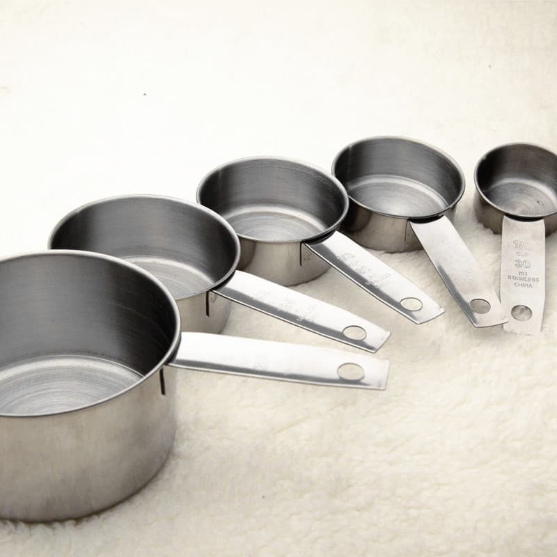 European standard stainless steel measuring cup set, baking tools with graduated curling edge measuring cup cup, flour spoon, coffee measuring spoon