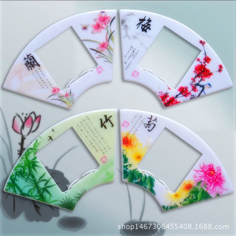 Fashionable Cartoon Switch Stickers, Plastic Switch Decals, Fabric Switch Covers, Wash-Free Switch Stickers, Wall Decals with Plum, Orchid, Bamboo, and Chrysanthemum Designs