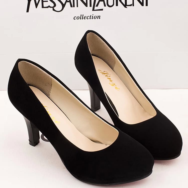 2023 spring and autumn new fashion Korean round head solid color suede high heel OL professional work shoes women's leather shoes wholesale