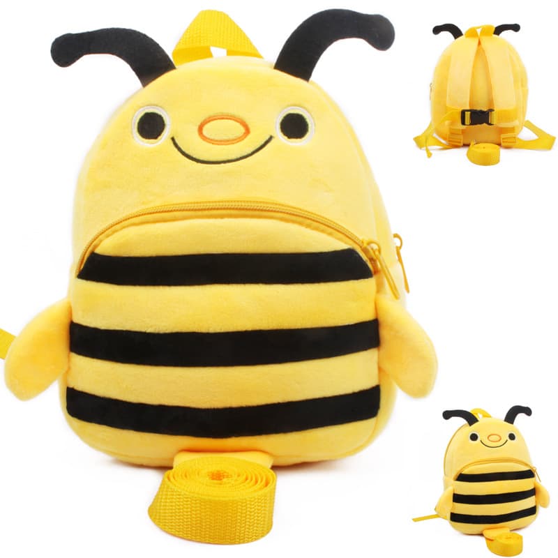 Cute Anti-Lost Cartoon Plush Backpack with Leash for 1-2 Year Old Babies, Drop Shipping Available